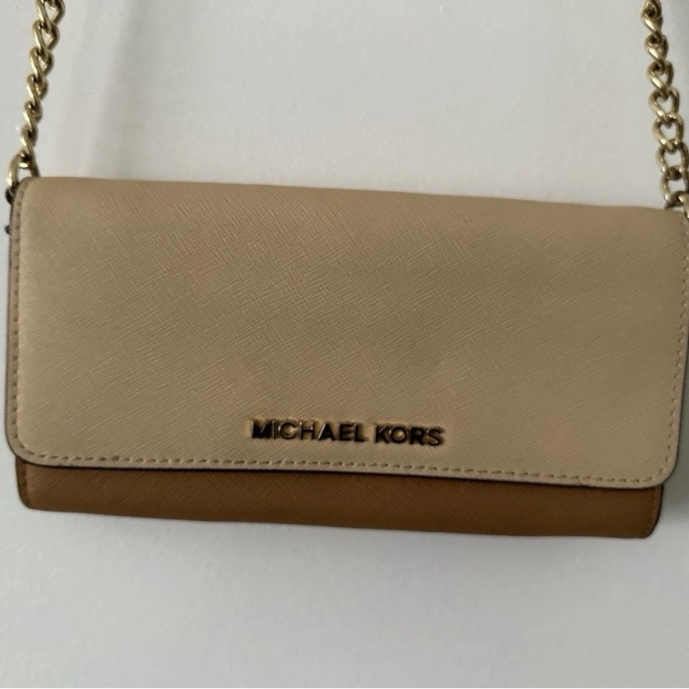 Michael Kors Large Wallet on a Chain Crossbody Colorblock Leather